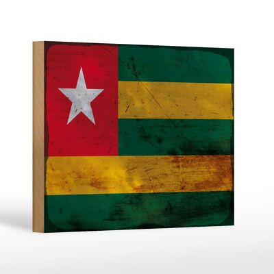 Cartello bandiera in legno Togo 18x12 cm Bandiera del Togo decoro ruggine