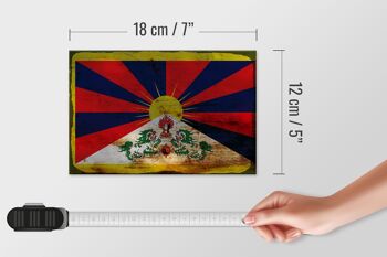 Panneau en bois drapeau Tibet 18x12 cm Drapeau du Tibet décoration rouille 4