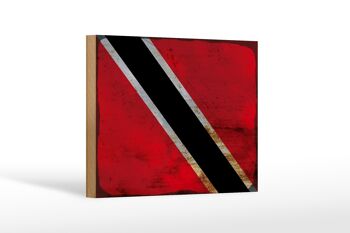 Drapeau panneau en bois Trinité-et-Tobago 18x12 cm drapeau décoration rouille 1