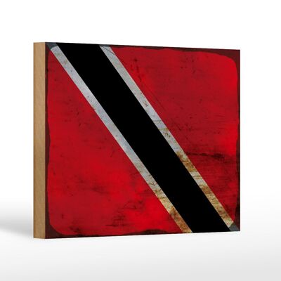 Cartello in legno bandiera Trinidad e Tobago 18x12 cm decorazione ruggine