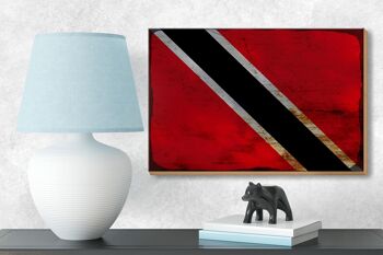 Drapeau panneau en bois Trinité-et-Tobago 18x12 cm drapeau décoration rouille 3
