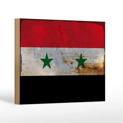 Holzschild Flagge Syrien 18x12 cm Flag of Syria Rost Dekoration