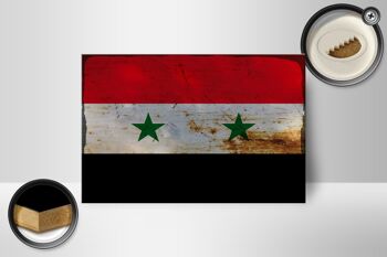 Panneau en bois drapeau Syrie 18x12 cm Drapeau de la Syrie décoration rouille 2