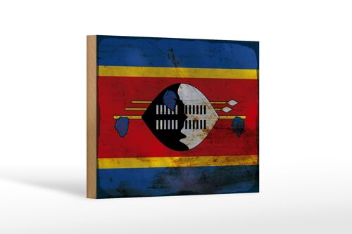 Holzschild Flagge Swasiland 18x12 cm Flag Eswatini Rost Dekoration