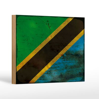 Cartello in legno bandiera Tanzania 18x12 cm Bandiera della Tanzania decoro ruggine