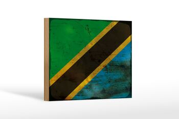 Panneau en bois drapeau Tanzanie 18x12 cm Drapeau de Tanzanie décoration rouille 1