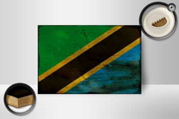 Panneau en bois drapeau Tanzanie 18x12 cm Drapeau de Tanzanie décoration rouille 2