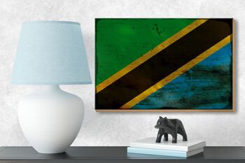 Panneau en bois drapeau Tanzanie 18x12 cm Drapeau de Tanzanie décoration rouille 3
