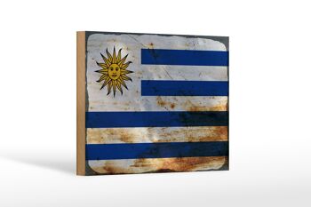 Panneau en bois drapeau Uruguay 18x12 cm Drapeau de l'Uruguay décoration rouille 1