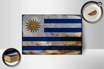 Panneau en bois drapeau Uruguay 18x12 cm Drapeau de l'Uruguay décoration rouille 2