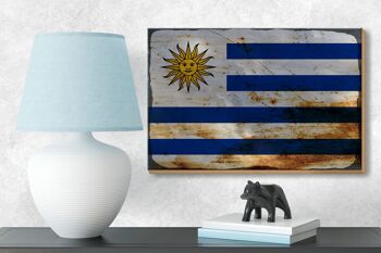 Panneau en bois drapeau Uruguay 18x12 cm Drapeau de l'Uruguay décoration rouille 3