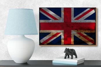 Panneau en bois drapeau Union Jack 18x12 cm Royaume-Uni décoration rouille 3