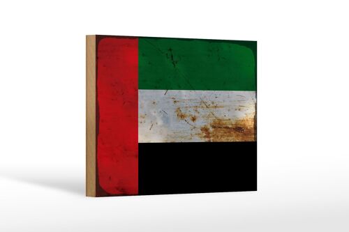 Holzschild Flagge Arabische Emirate 18x12 cm Flag Rost Dekoration
