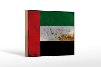 Panneau en bois drapeau des Émirats arabes unis 18x12 cm, décoration rouille 1