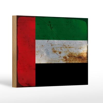 Holzschild Flagge Arabische Emirate 18x12 cm Flag Rost Dekoration