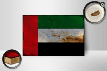 Panneau en bois drapeau des Émirats arabes unis 18x12 cm, décoration rouille 2