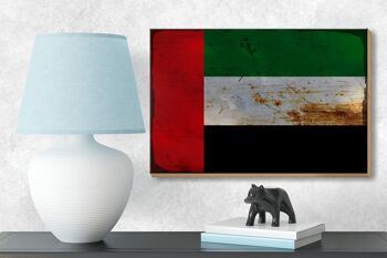 Panneau en bois drapeau des Émirats arabes unis 18x12 cm, décoration rouille 3