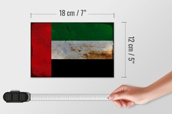 Panneau en bois drapeau des Émirats arabes unis 18x12 cm, décoration rouille 4
