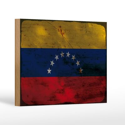 Letrero de madera bandera Venezuela 18x12 cm Bandera Venezuela decoración óxido