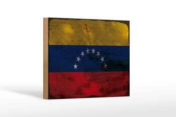 Panneau en bois drapeau Venezuela 18x12 cm Drapeau Venezuela décoration rouille 1
