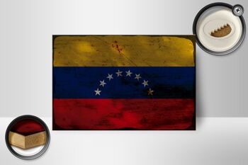 Panneau en bois drapeau Venezuela 18x12 cm Drapeau Venezuela décoration rouille 2