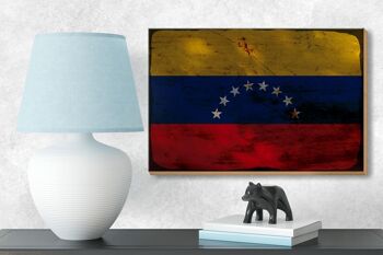 Panneau en bois drapeau Venezuela 18x12 cm Drapeau Venezuela décoration rouille 3