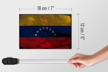 Panneau en bois drapeau Venezuela 18x12 cm Drapeau Venezuela décoration rouille 4