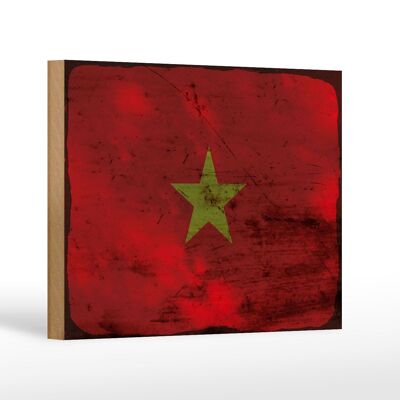 Letrero de madera bandera Vietnam 18x12 cm Bandera de Vietnam decoración óxido