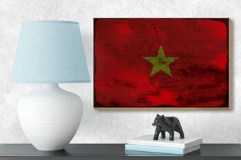 Panneau en bois drapeau Vietnam 18x12 cm Drapeau du Vietnam décoration rouille 3