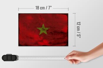 Panneau en bois drapeau Vietnam 18x12 cm Drapeau du Vietnam décoration rouille 4