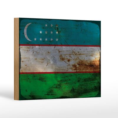 Holzschild Flagge Usbekistan 18x12 cm Uzbekistan Rost Dekoration