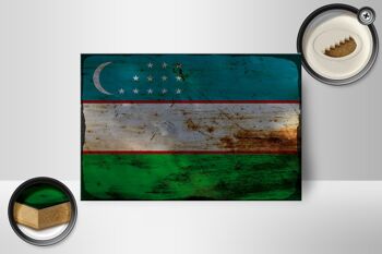 Panneau en bois drapeau Ouzbékistan 18x12 cm Décoration rouille Ouzbékistan 2