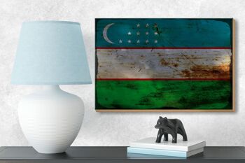 Panneau en bois drapeau Ouzbékistan 18x12 cm Décoration rouille Ouzbékistan 3