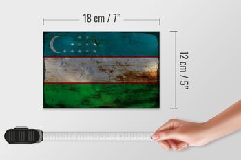 Panneau en bois drapeau Ouzbékistan 18x12 cm Décoration rouille Ouzbékistan 4