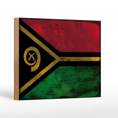 Letrero de madera bandera Vanuatu 18x12 cm Bandera de Vanuatu decoración óxido