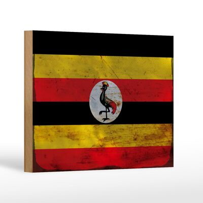 Cartello in legno bandiera Uganda 18x12 cm Bandiera dell'Uganda decoro ruggine