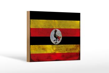 Panneau en bois drapeau Ouganda 18x12 cm Drapeau de l'Ouganda décoration rouille 1