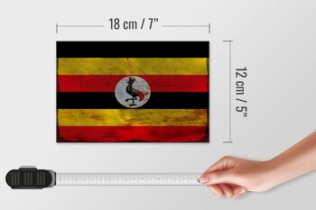 Panneau en bois drapeau Ouganda 18x12 cm Drapeau de l'Ouganda décoration rouille 4