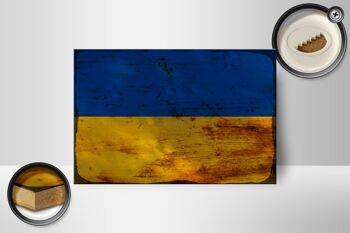 Panneau en bois drapeau Ukraine 18x12 cm Drapeau de l'Ukraine décoration rouille 2
