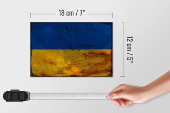 Panneau en bois drapeau Ukraine 18x12 cm Drapeau de l'Ukraine décoration rouille 4