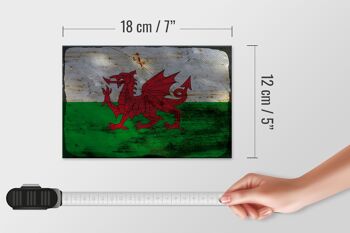 Panneau en bois drapeau du Pays de Galles 18x12 cm Drapeau du Pays de Galles décoration rouille 4