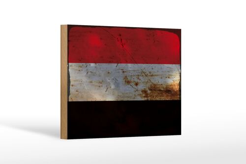 Holzschild Flagge Jemen 18x12 cm Flag of Yemen Rost Dekoration