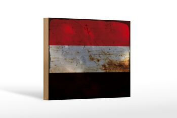 Panneau en bois drapeau Yémen 18x12 cm Drapeau du Yémen décoration rouille 1