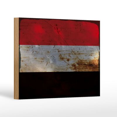 Holzschild Flagge Jemen 18x12 cm Flag of Yemen Rost Dekoration