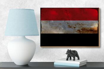 Panneau en bois drapeau Yémen 18x12 cm Drapeau du Yémen décoration rouille 3