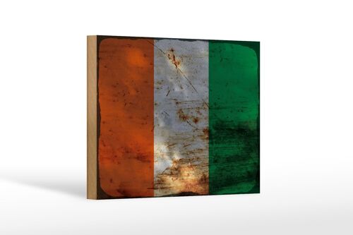 Holzschild Flagge Elfenbeinküste 18x12 cm Ivory Coast Rost Dekoration