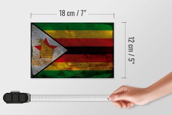 Panneau en bois drapeau Zimbabwe 18x12 cm Drapeau du Zimbabwe décoration rouille 4