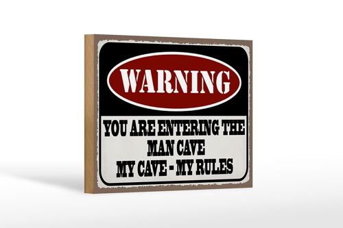 Holzschild Spruch 18x12 cm Warning you entering man cave Dekoration