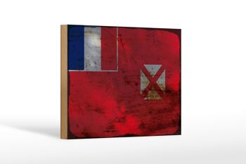 Panneau en bois drapeau Wallis et Futuna 18x12 cm décoration rouille Wallis 1