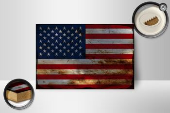Panneau en bois drapeau États-Unis 18x12 cm Décoration rouille États 2